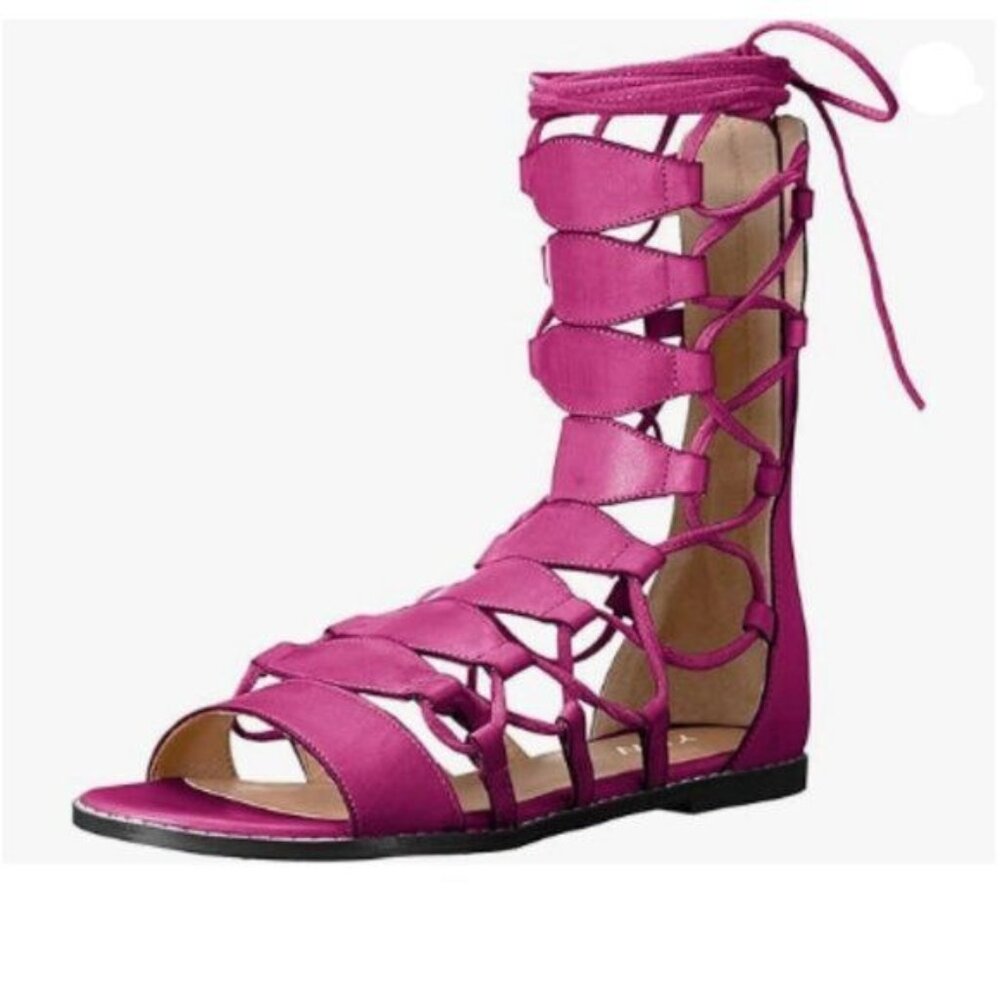 YDN Rosy Ankle High Gladiator Sandals for Women Lace up Open toe Flats Zips Shoe